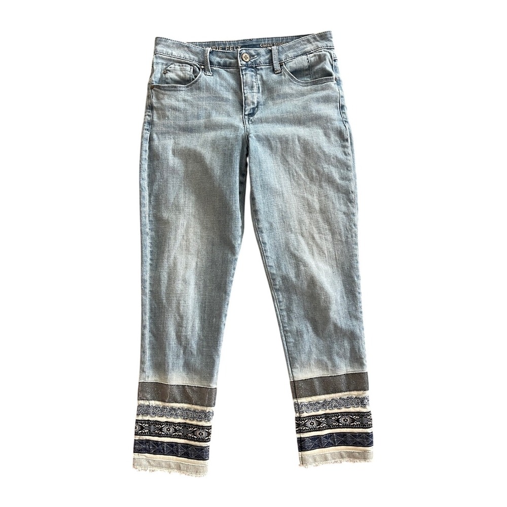 Laurie Felt Classic Stiletto Decorated Boho Hem Jeans 4